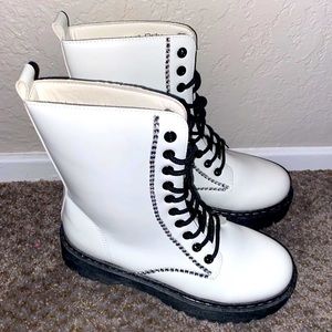 White Combat Boots